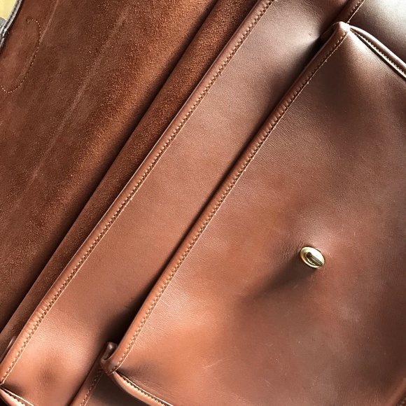 Sacoche Brown Leather Brief Case with Shoulder Strap - Picture 1 of 6